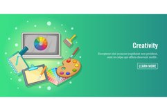 Creativity banner horizontal man, cartoon style Product Image 1