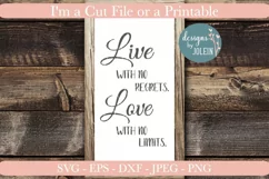 Live with no regrets. Love with no limits. SVG | Craft File Product Image 1