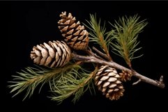 Pine cones and branch over black background Product Image 1