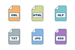 Set Of File Formats Icons Product Image 1
