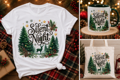 Silent Night PNG | Rustic Woodland Christmas Tree Design Product Image 1