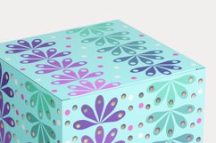 Blue Floral Ornaments Cuttable Cube Gift Box with Holes Product Image 4