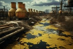 Industrial decay: abandoned factory with contaminated water Product Image 1