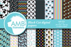 Black cat digital papers, kitten patterns AMB-2652 Product Image 1