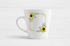 Sunflower Frames Watercolor, Clipart Border Floral Product Image 5