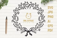 Floral X-mas Wreath SVG, Christmas Decor Cut File Product Image 1