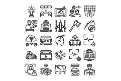 Business technology lifestyle outline icons collection Product Image 1