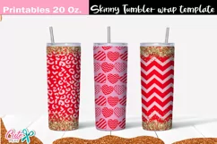 Valentines day 20 Oz. Skinny Tumbler wrap sublimation design Product Image 1