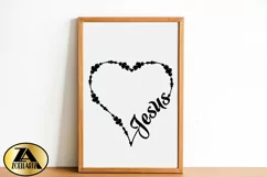 Jesus SVG PNG EPS DXF Floral Heart SVG Monogram SVG Cut file Product Image 7