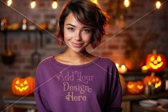 Halloween T-Shirt Mockup Women, Purple T-Shirt Mockup, d19 Product Image 2