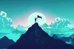 Silhouette of a Man Standing on a Mountain Background Product Image 1