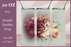 Tumbler Sublimation Design Cute Kitten / PNG/3D Tumbler Wrap Product Image 1