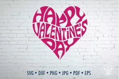 Happy Valentine's day Cut File | Heart Word Art Product Image 2