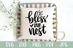 Bless Our Nest SVG - Family Farmhouse Sign - Hand Lettered Product Image 3