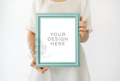 Green frame mock up, backgrounds for your artwork, minimalist mock up, Nursery Image Frame Photo, Kids Frame Photo, Poster Mockup 8x10 inchi Product Image 1