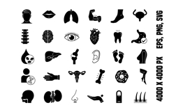 Black Anatomy Icon Set Product Image 1