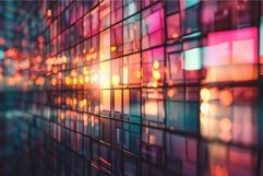 Abstract wall glowing with light reflecting off glass tiles Product Image 1