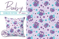 Purple Teal Owl Seamless Pattern, baby girl purple owl Product Image 1