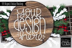 Wood Round Christmas Mockup with Buffalo and Snow Photo Product Image 1