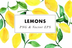 Watercolor Lemons Sublimation Clipart in PNG & Vector EPS Product Image 1