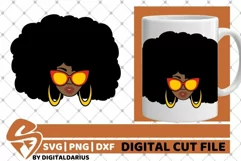 Black Woman in Cat Eyes Sunglasses svg, Afro Hair, Melanin Product Image 2