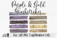 Purple &amp; Gold Brushstrokes Png Sublimation Design Product Image 2