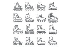 Sport inline skates icons set, outline style Product Image 1