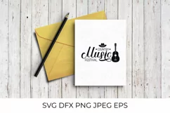 Country Music festival lettering with hat and guitar SVG Product Image 3