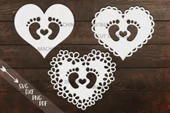 Baby Footprint Foot with heart svg dxf papercut laser cut Product Image 1