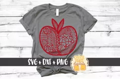 Apple - Zen Doodle Art - Teacher SVG PNG DXF Cut Files Product Image 1