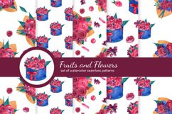 Flowers and fruits bouqets. Set of seamless patterns. Product Image 1