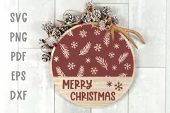 Christmas sign svg Round sign svg Christmas door signs svg Product Image 1