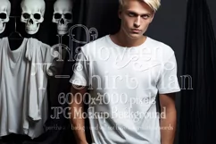 Halloween T Shirt Mockup Male, White T-Shirt Mockup, d26 Product Image 1