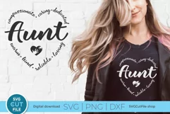 Aunt svg, an auntie svg heart design for aunt's day Product Image 1