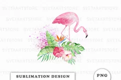 Watercolor Tropical Flamingo Sublimation Downloads Product Image 1