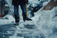 Person Shoveling Snow Background Wallpaper Product Image 1