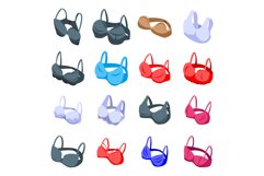 Bra icons set, isometric style Product Image 1