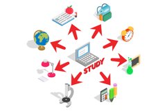 Study concept banner, isometric style Product Image 1