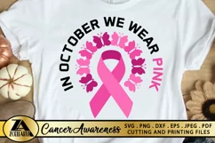 In October-We Wear Pink SVG Awareness Ribbon SVG PNG EPS DXF Product Image 1