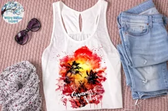 Watercolor Summer Vibes Sunset | PNG and JPG | Sublimation Product Image 2
