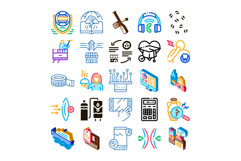 Collection of business and lifestyle isometric doodle icons Product Image 1