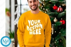 Yellow men Sweatshirt empty space Mockup, christmas Gildan Product Image 1