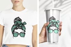 Messy bun svg, Girl with messy bun and glasses png Product Image 2