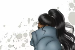 Hand-Drawn Afro Girl With Coffee Png Product Image 2