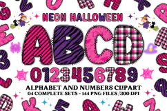 Neon Halloween Alphabet png clipart,halloween letters doodl Product Image 1