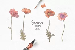 Watercolor poppy flower clipart | Watercolor floral clipart Product Image 1
