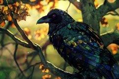 Intricate Crow Stained Glass Background Product Image 1