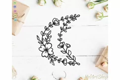 Wildflower Moon SVG, Half Moon SVG Product Image 1