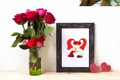 Couple Gnome valentine svg with hearts, key. Love you. SVG Product Image 5