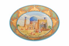 Vintage oriental ceramic plate isolated on a white Product Image 1